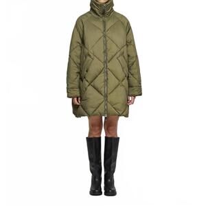 NEW OOFWEAR long quilted jacket in military green